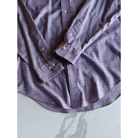 Lauren Ralph Lauren Men Classic Fit Non-Iron Button Up Plaid Shirt 16 34/35 Plum - Picture 7 of 16